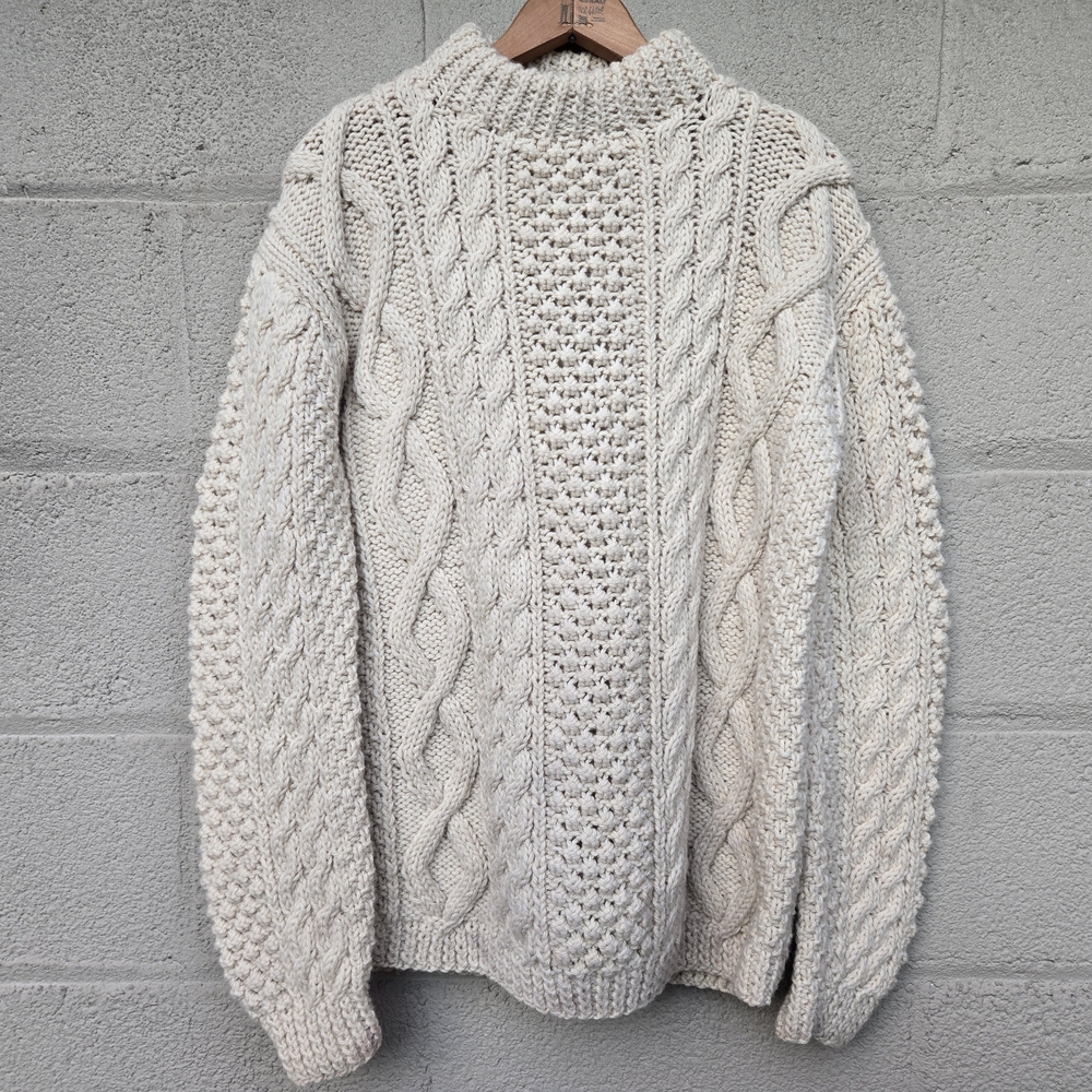 B. Altman Virgin Wool Handmade Cable Knit Fisherman Sweater Italy RARE Men ● M